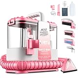 Lavatappeti Portatile, 600W Lava Tappezzeria per Tappeti, Doppio Serbatoio Acqua, Auto Pulizia, 16kPa Potente Aspirazione, per mobili imbottiti, per tappeti, auto, design leggero e compatto, Rosa