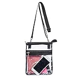 Ysimee Borsa a tracolla trasparente con due scompartimenti, borsa trasparente di grande capacità, tracolla regolabile, impermeabile, 20 cm × 23 cm