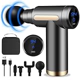 AQXONG Mini pistola per Massaggio Muscolare, Pistola da Massaggio Ultra Silenziosa 45DB, 6 Velocità, 4 Testine Massaggianti, Display LCD, Massaggiatore Portatile per Alleviare i Dolori Muscolari