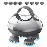 arboleaf Massaggiatore Cuoio Capelluto e Corpo Elettrico Massaggiatore Testa Ricaricabile Impermeabile IPX7 con 8 Teste di Massaggio in Silicone Per il Rilassamento del Corpo, Regalo, Argenteo