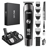 OPOVE Regolacapelli da Uomo, Kit Regolabarba Uomo Elettrico Regolacapelli Rasoio Professionale T U Multi-Care Corpo Naso Capelli Trimmer LCD IPX7 Impermeabile USB Charge Xmulti 3