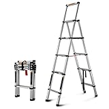 ESSEASON Scala telescopica in Alluminio A-Frame, Scala di Estensione Pieghevole Leggera per Tetto sottotetto per Ufficio Domestico Fai-da-Te, carico 150 kg