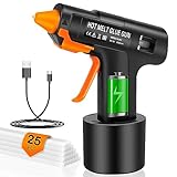 BURNNOVE Pistola per Colla a Caldo Senza Fili, Pistola per Colla a Caldo a 5000mAh Batteria Riscaldamento Rapido 15s, con 25 Bastoncini di Colla da 7 mm USB-C Ricaricabile Spegnimento Intelligente