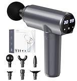 Pistola per massaggi, massaggiatore per tessuti profondi Lefity con 30 velocità e 6 testine massaggianti, massaggiatore portatile con porta di ricarica USB-C