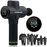 Pistola Massaggio Muscolare Hyper viber, Massaggiatore con 8 Testine, Display LCD Touch Screen, Durata della Batteria 8 Ore, Massage Gun Professionale Super Silenzioso
