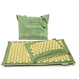 SUPERLETIC®- Tappetino per agopressione con cuscino, da massaggio, in fibra di cocco, sostenibile, per agopression, relax e vitalità, cuscino con profumo di lavanda lenitivo