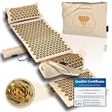 CALM ELEPHANT ORIGINAL Set ULTIMATE XXL 6pz Tappetino Agopressione con Cuscino Ergonomico, Cuscino Lombare e Gambe, Tappetino Piedi, Funzione Riscaldante – Sollievo Schiena,Collo,Spalle – Beige