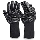 MILcea Guanti da forno, guanti da barbecue, resistenti al calore, guanti da forno, guanti da cucina, per cucina e barbecue, per saldatura (nero)