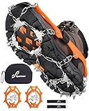 Sportneer Ramponi da Ghiaccio a trazione, 201 Inox Copertura Antiscivolo per Scarpe da Neve, ramponi per scarponi, Protezione sicura per Camminare, Jogging, Pesca, Camp
