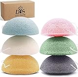 Confezione da 6 spugne Konjac naturali con carbone attivo, curcuma e aloe vera, pulizia del viso e esfoliazione per tutti i tipi di pelle