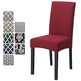 O'woda 4 Pezzi Coprisedia con Schienale Microfibra, Universale, Moderno Coprisedia Elastico, Lavabile, Morbido e Resistente, per Sala da Pranzo, Nozze, Hotel, ECC. (Vino Rosso)