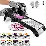 MASTERTOP Mandolina Cucina Regolabile in Inox, Mandolina Affettatrice Professionale con Lama Affilata Integrata, Mandoline Giapponese con Diversi Spessori per Affettare, Julienne e Cialdare