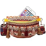 Generic Marsupio Intrecciato colorato,Borsa a Tracolla con Frange Colorate Resistente e inodore | Borsa a Tracolla Intrecciata Colorata alla Moda da Donna con Spallacci Regolabili