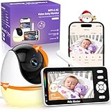 BURNNOVE Baby Monitor Video e Audio WiFi 4,3 Pollici IPS 3500mAh Batteria VOX, Luce Notturna, Sveglia, Ninna Nanna, Rilevamento della Temperatura Condivisione dello Schermo con Più Persone