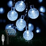 ANSGEC Catena Luminosa Esterno Solare, 8M 50 LEDs Luci USB Ricaricabile 8 Modalità, Impermeabile IP65 Natale per Giardino, Patio, Recinzione, Festa