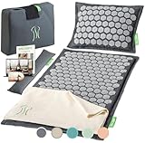 BACKLAxx ® Tappetino Agopressione | Tappeto Agopressione per Relax di Schiena, Collo, Spalle e Piedi | Tappetino Massaggiante con Cuscino-Agopressione, Panno e Borsa | Materassino Rela