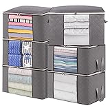 O'woda Set di 6 sacchetti portaoggetti per abbigliamento (60 x 40 x 35 cm, 90 l), con finestra e manici rinforzati, impermeabili, resistenti alla muffa, per trapunte, cuscini, giocattoli, giacche