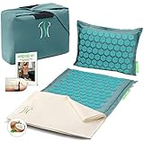 BACKLAxx ® Tappetino agopressione – Tappeto agopressione per il relax per la schiena, collo, spalle e piedi – Tappetino massaggiante con cuscino, panno e borsa – Materassino relax