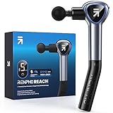 Pistola Massaggio Muscolare con Manico Staccabile, RENPHO Reach pistola per massaggi, 5 velocità, 4 testine massaggianti, LED, 2 in 1 Massaggiatore a Percussione Profonda