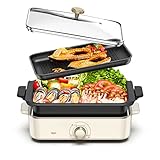 Pentola Elettrica e Grill Multifunzione, Portatile Hot Pot Electric 3,4L, Electric Grill Indoor 1400W, 3 Livelli di Temperatura Regolabili, Facile da Pulire, per Dormitori e Campeggio