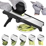 Affetta Verdure Mandolina per Verdure Professionale - Taglia Verdure con Protezione per le Mani, Fare Fette Spesse da 1 a 9 mm, Regolabile in Acciaio Inox Tagliaverdure Manuale per Frutta e Verdura