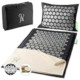 BACKLAxx ® Tappetino agopressione avanzato – Tappeto agopressione per il relax per la schiena, collo, spalle e piedi – Tappetino massaggiante con cuscino, panno e borsa – Materassino relax