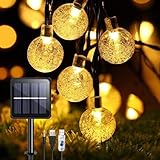 Catena Luminosa Esterno Solare, ANSGEC 8M 50 LEDs Luci USB Ricaricabile 8 Modalità, Impermeabile IP65 Natale per Giardino, Patio, Recinzione, Festa
