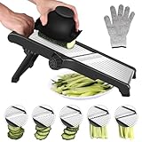 Affettatrice Mandolina per Verdure Professionale - Affetta Verdure con Guanti di Sicurezza, Fare Fette Spesse da 1 a 9 mm, Taglia Verdure Manuale, Julienne Tagliaverdure per Frutta e Verdura